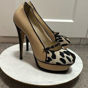 YSL canvas peep toe pumps 38.5